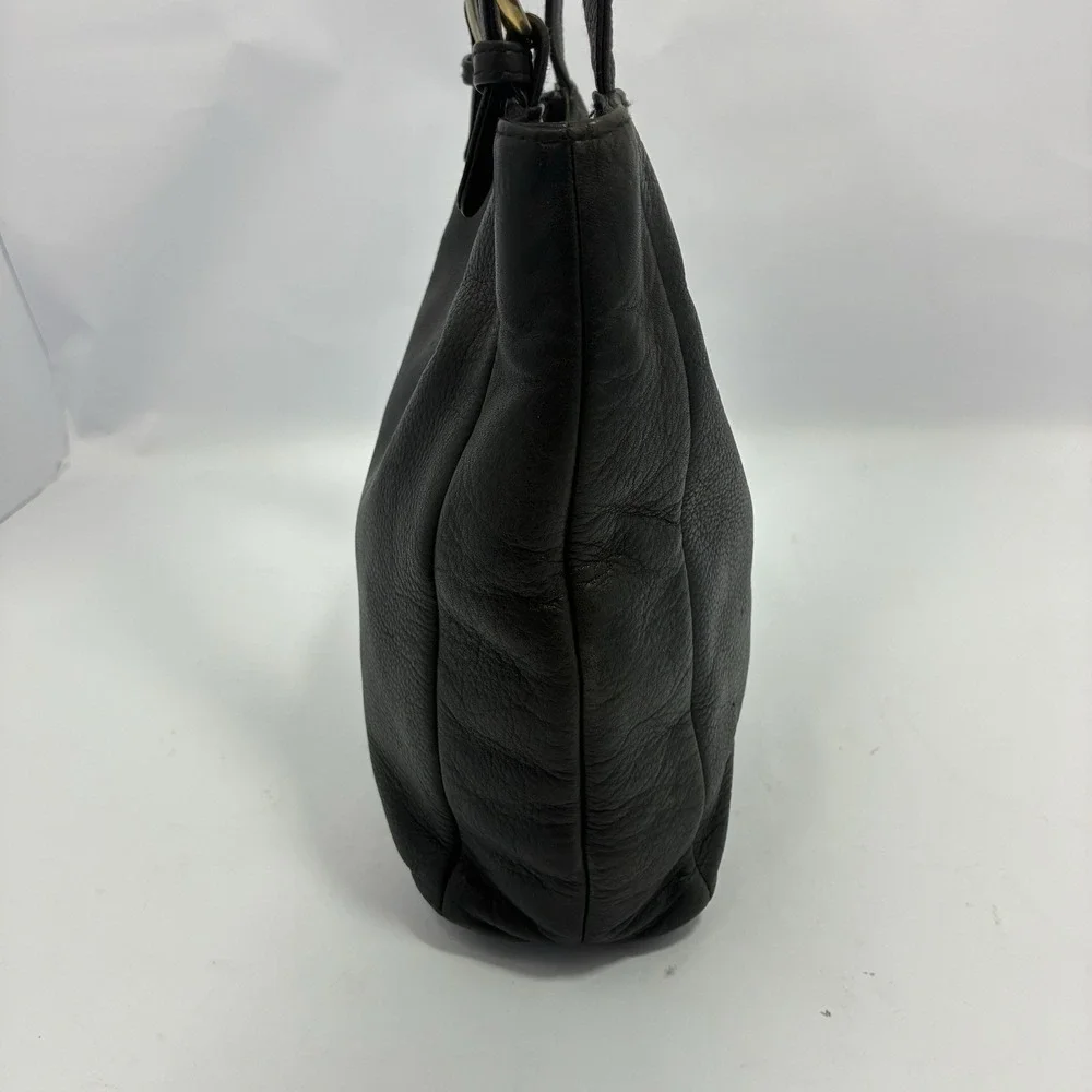 VTG A. Giannetti Genuine Leather Black Shoulder Tote Bag Gold Hardware Purse Y2K